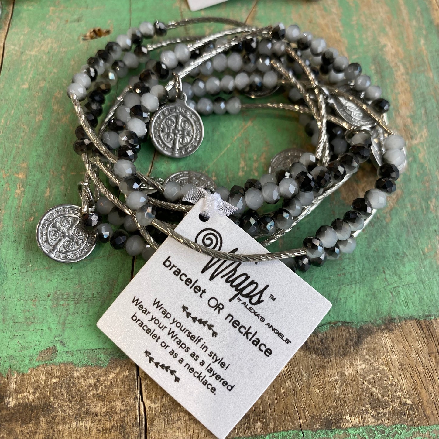 Silver Crystal Protection Wrap Necklace or Bracelet