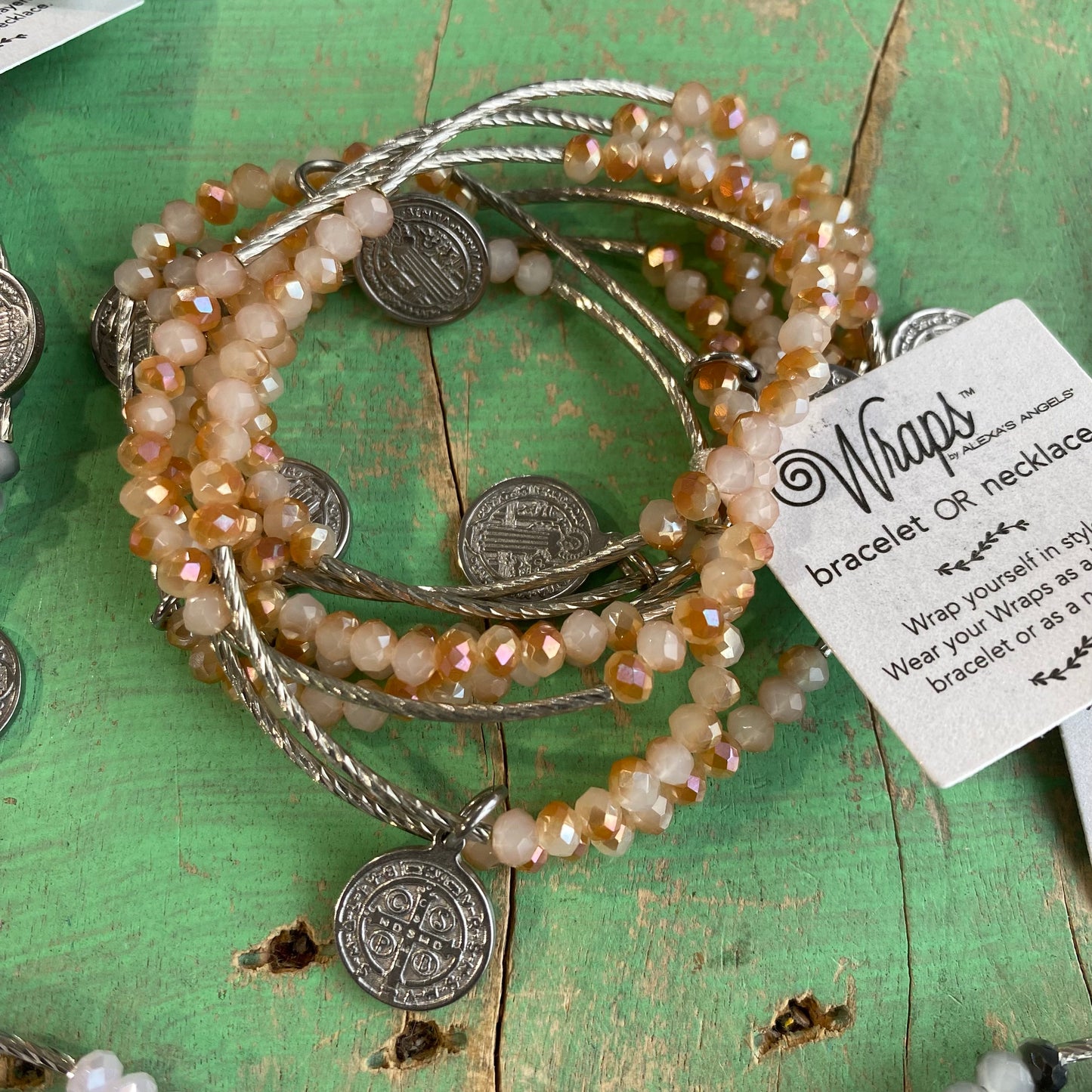 Silver Crystal Protection Wrap Necklace or Bracelet