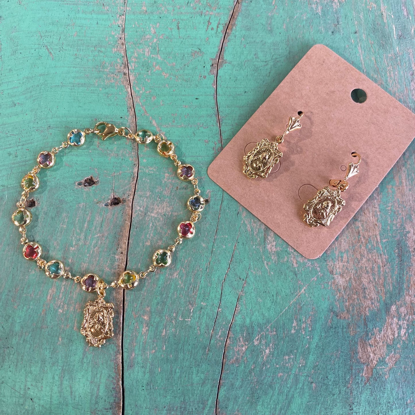 Easter Scapular Bracelet and Earrings