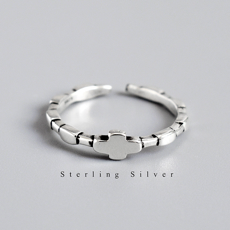 Sterling Silver Stations Adjustable Ring