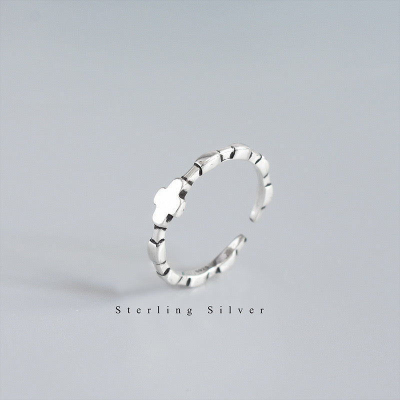 Sterling Silver Stations Adjustable Ring