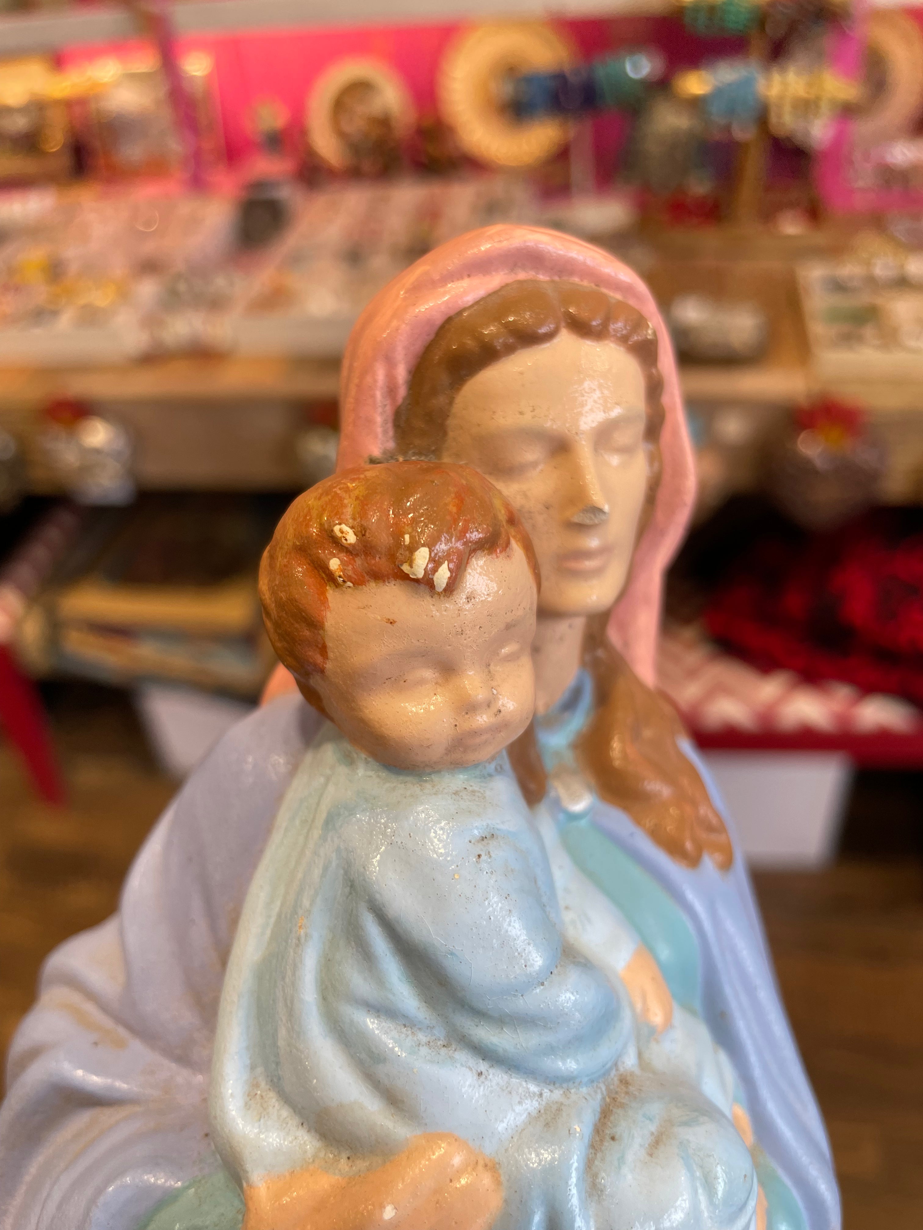 Ceramic Madonna and Child Statue