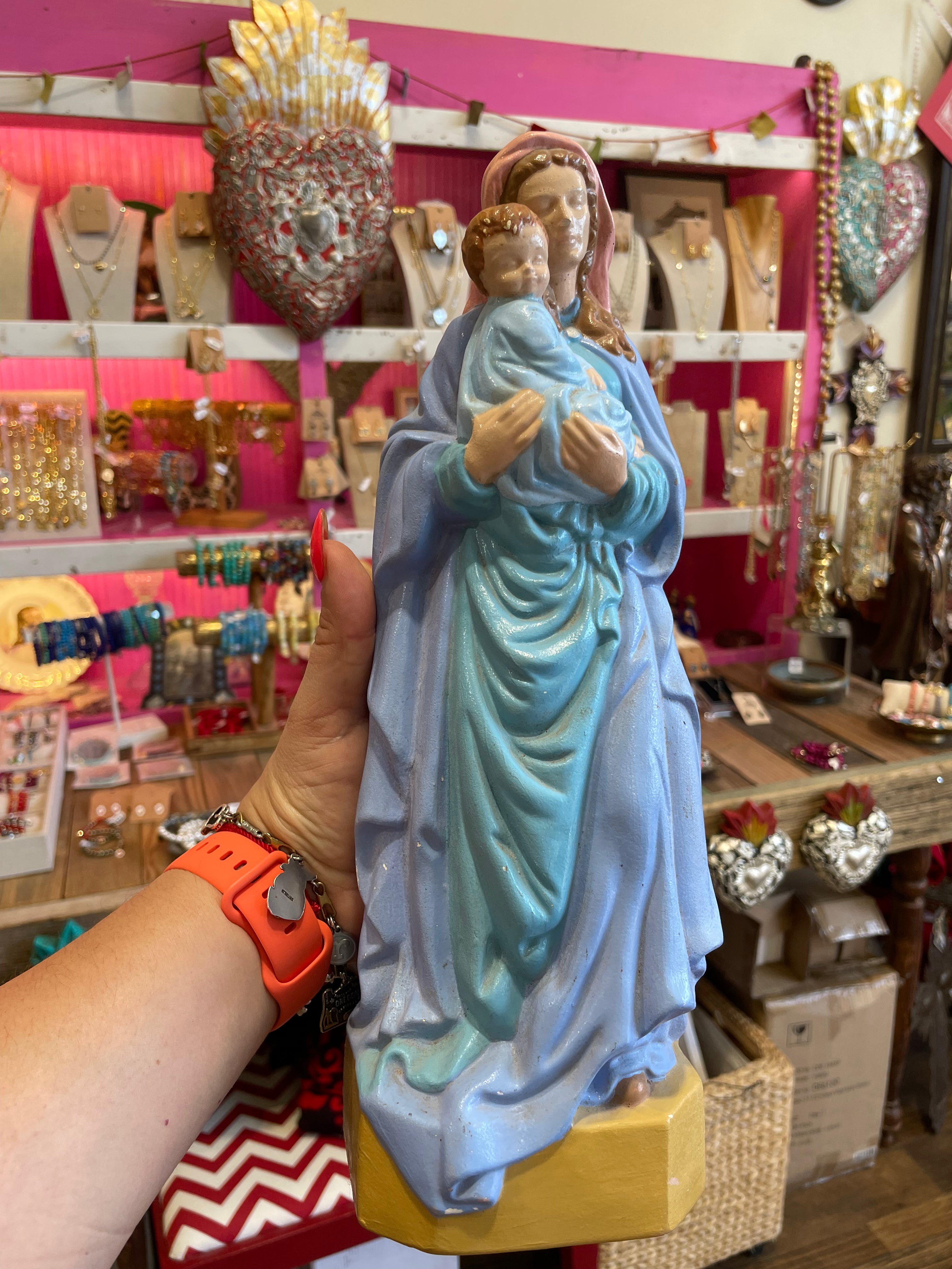 Ceramic Madonna and Child Statue