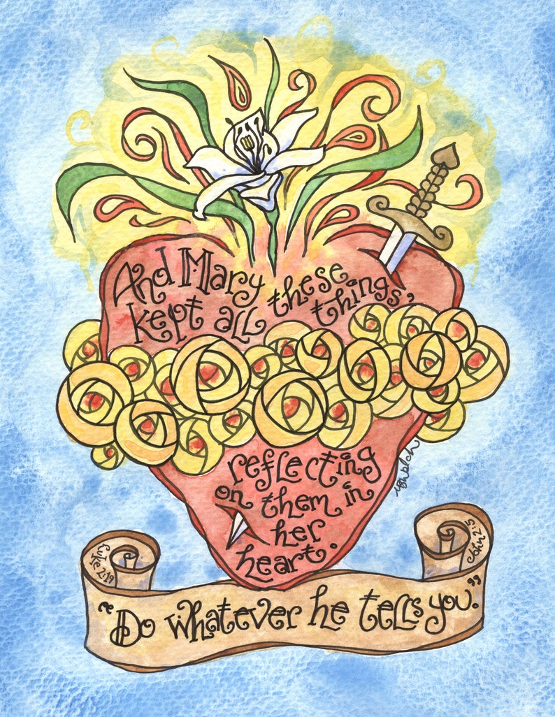 Sacred, Immaculate and Chaste Hearts Artwork