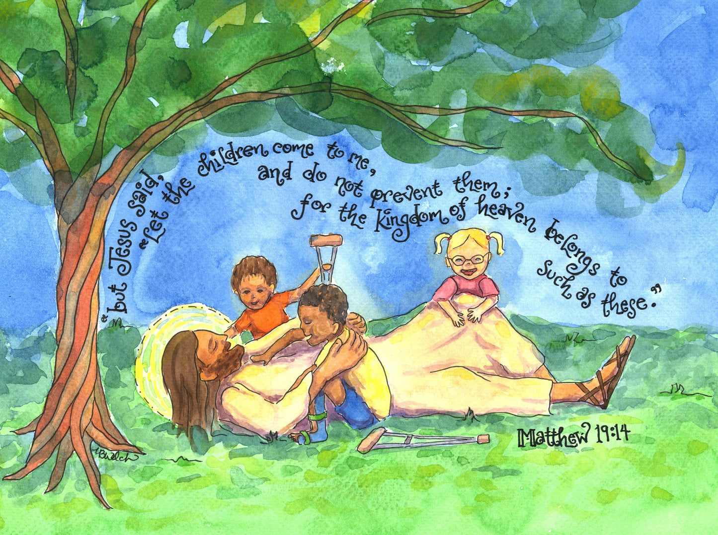 Special Needs Children with Jesus Artwork