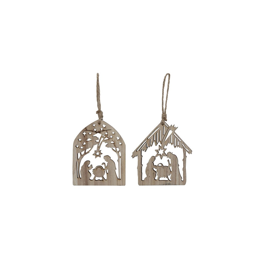Wooden Nativity Ornaments