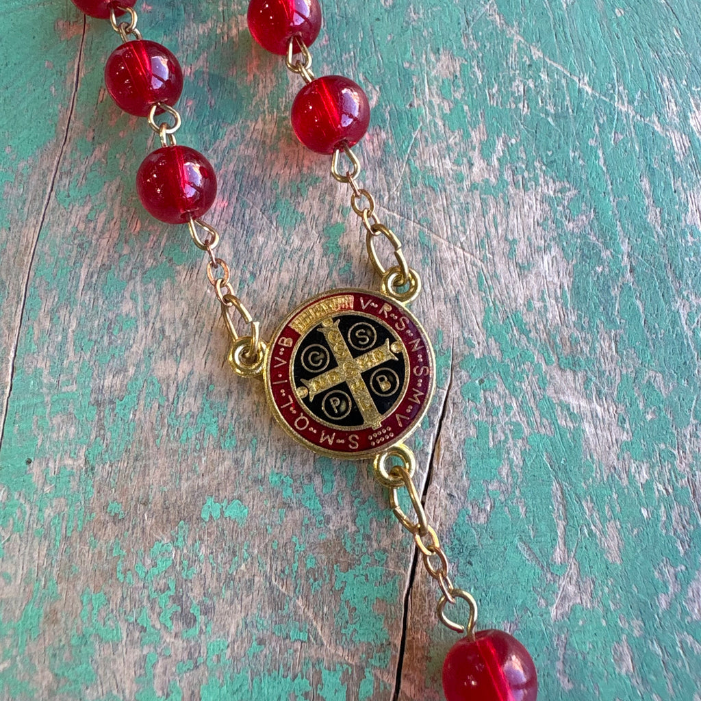 Glass Bead St Benedict Rosary