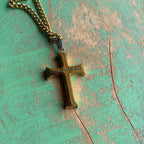 Iron Thick Gold Cross 24” Necklace