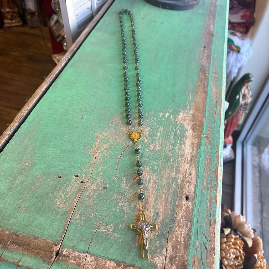 Glass Bead St Benedict Rosary