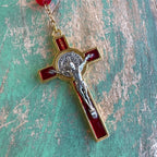 Glass Bead St Benedict Rosary
