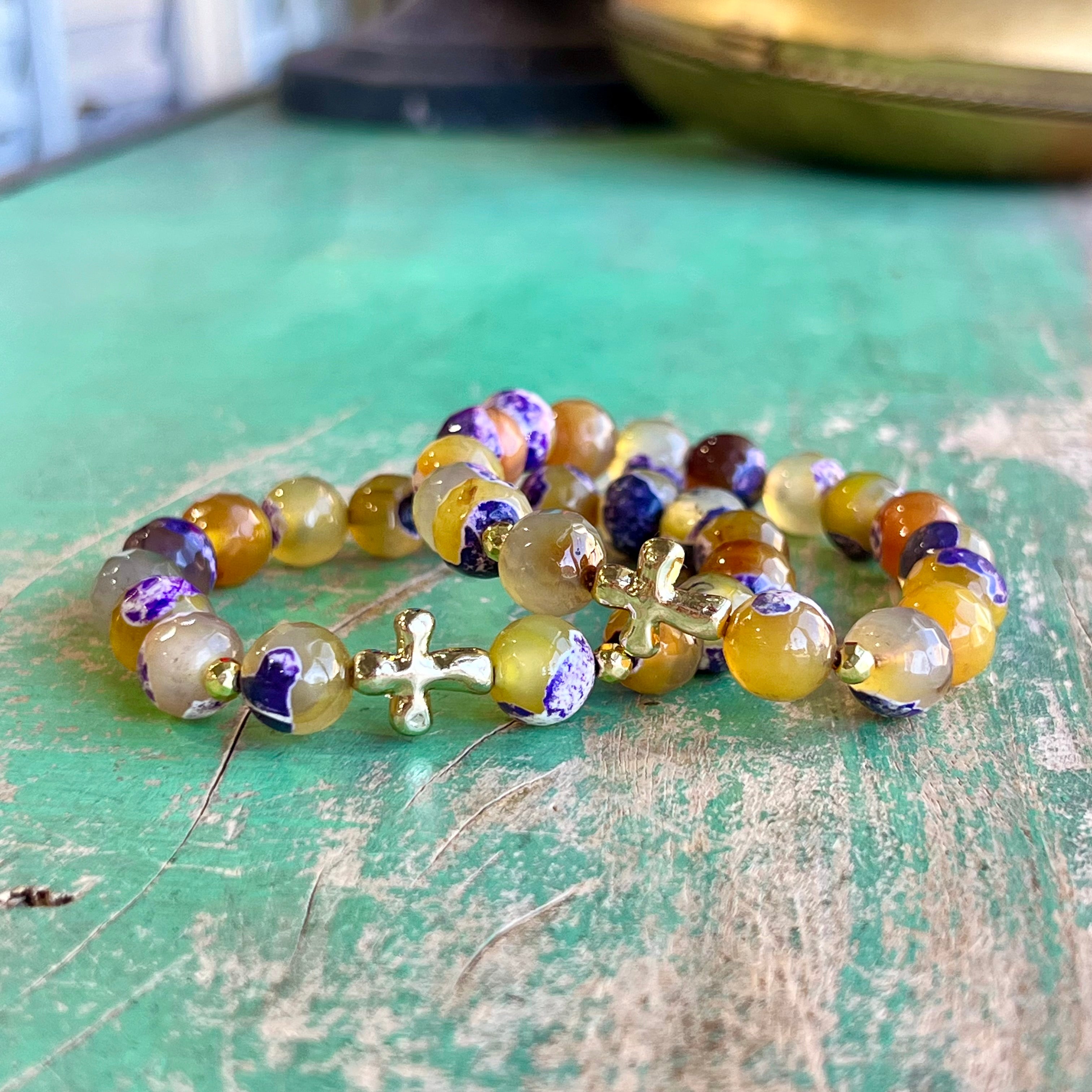 Purple and Gold Faith Bracelet