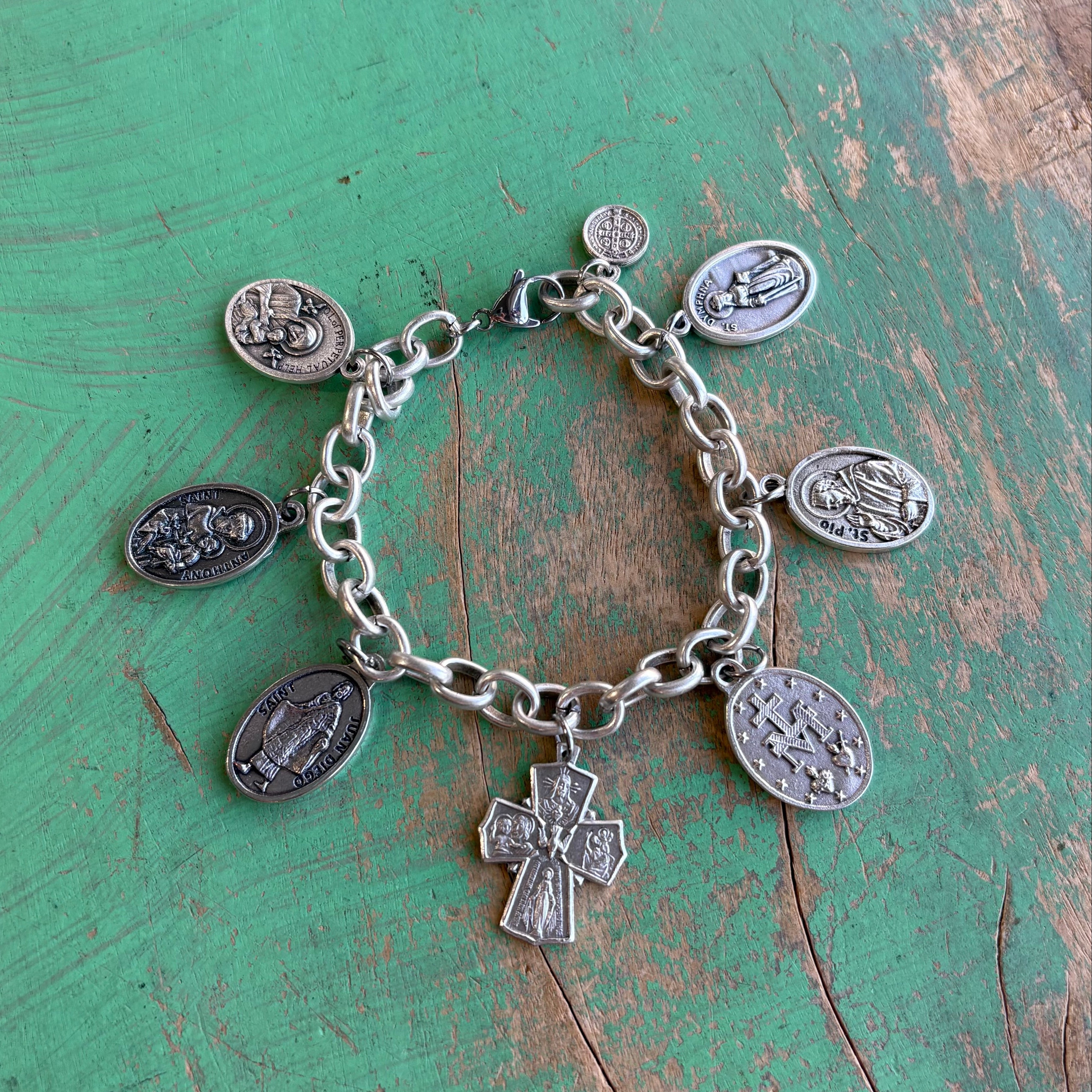 Italian Medal Saint Necklace or Bracelet