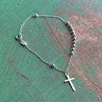 Sterling Silver 3mm Rosary Bead Decade Bracelet