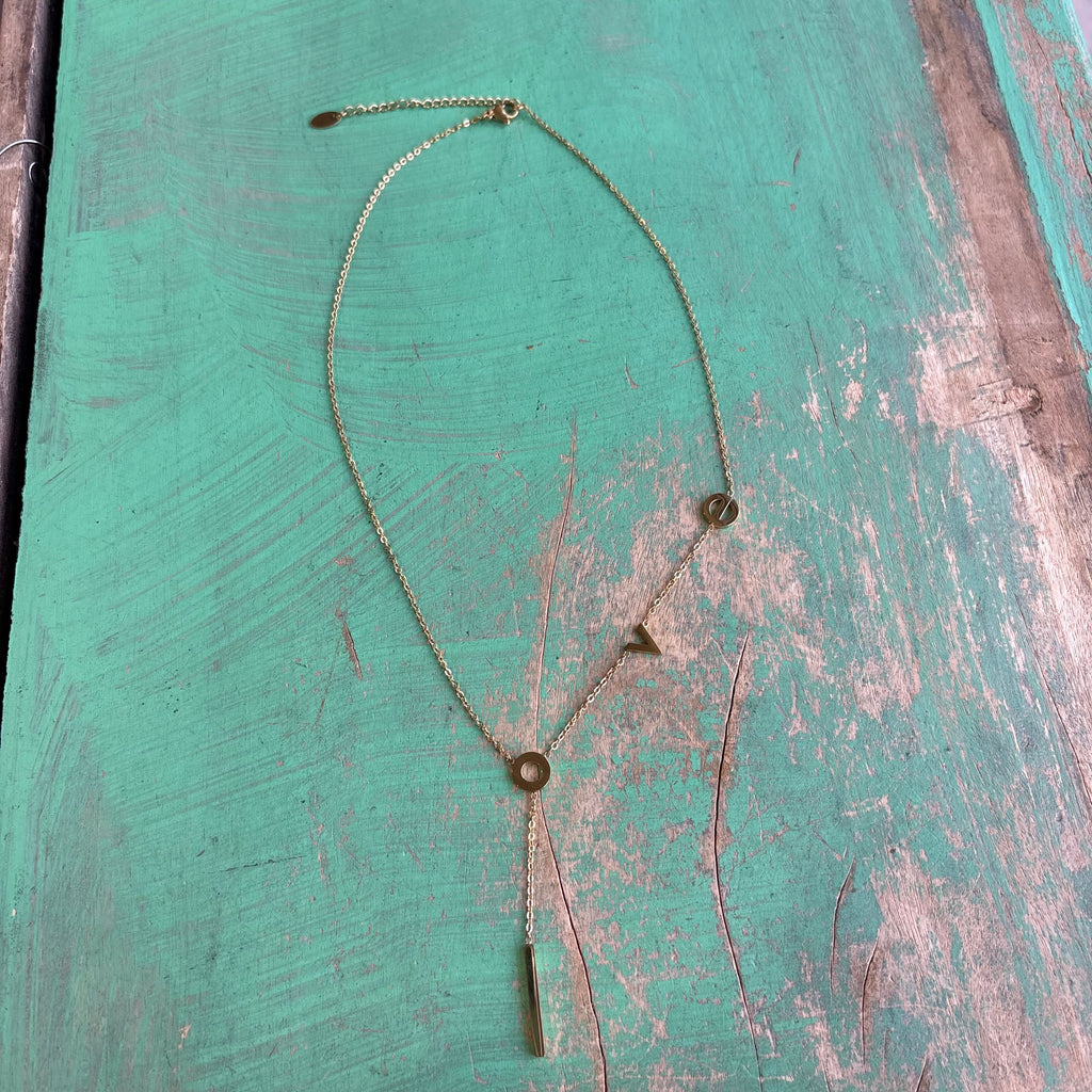 Gold Stainless Steel Love Drop Chain