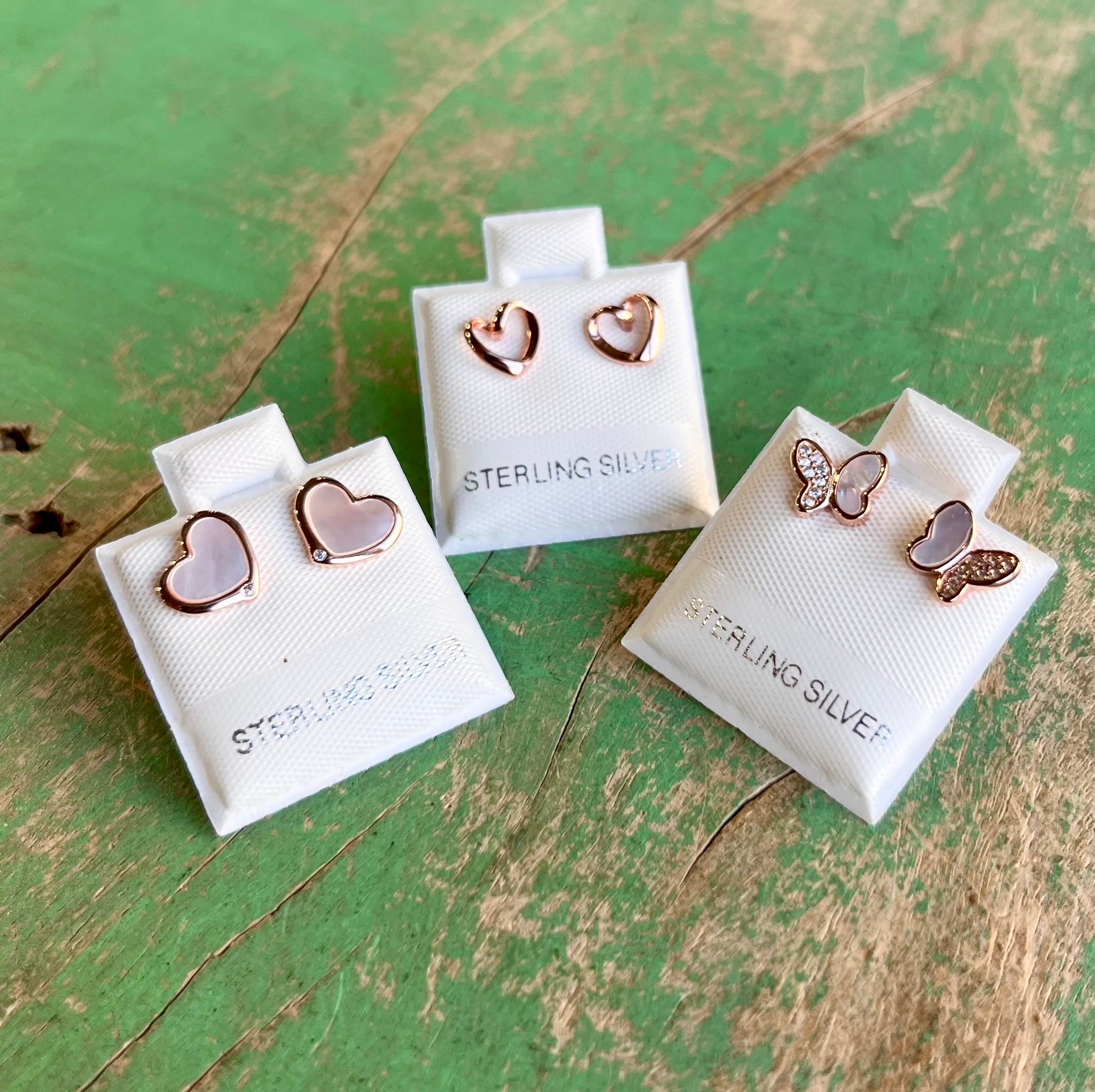 Sterling Silver Rose Gold Stud Earrings