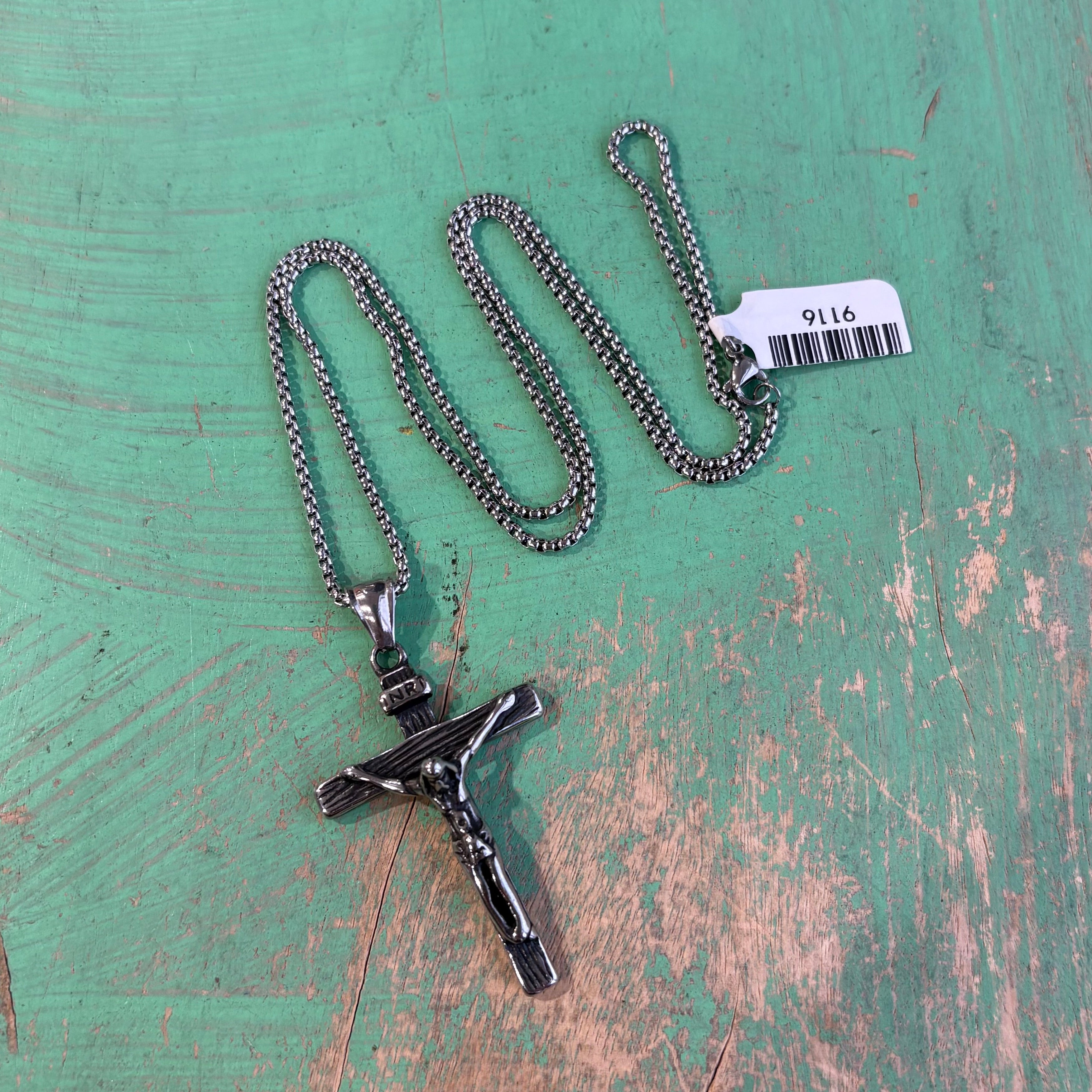 Silver Stainless Steel Crucifix Necklace