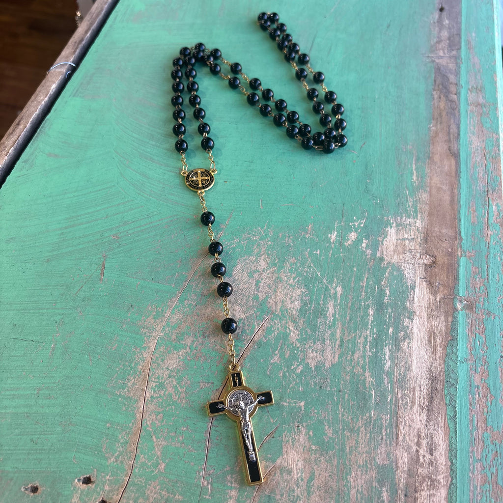 Glass Bead St Benedict Rosary