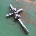Pewter Kneeling Child Smooth Cross