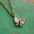 Beautiful Shell Pearl Butterfly Necklace Or Earrings
