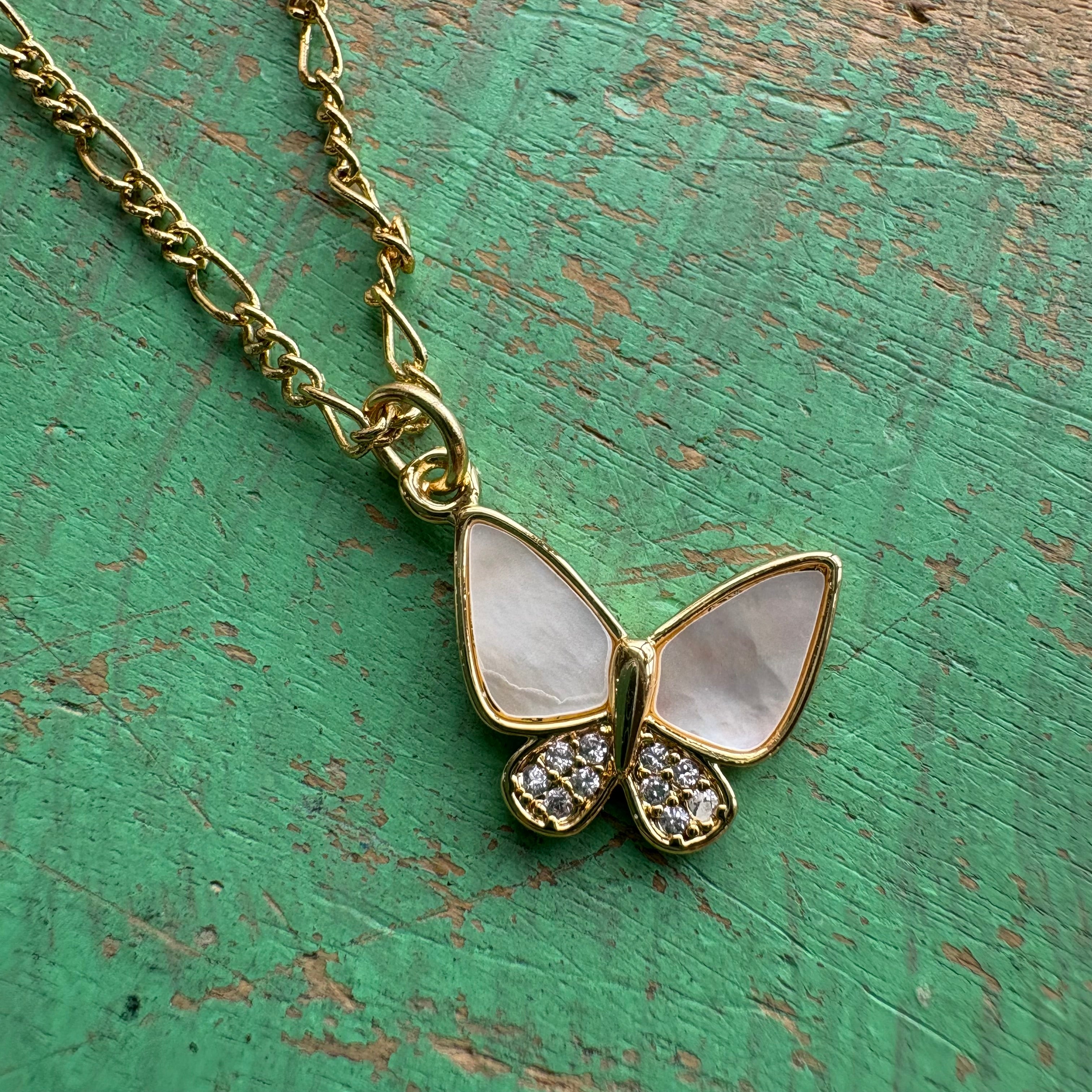Beautiful Shell Pearl Butterfly Necklace Or Earrings