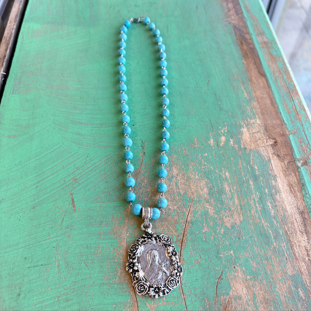 St Therese Turquoise Necklace Or Earrings