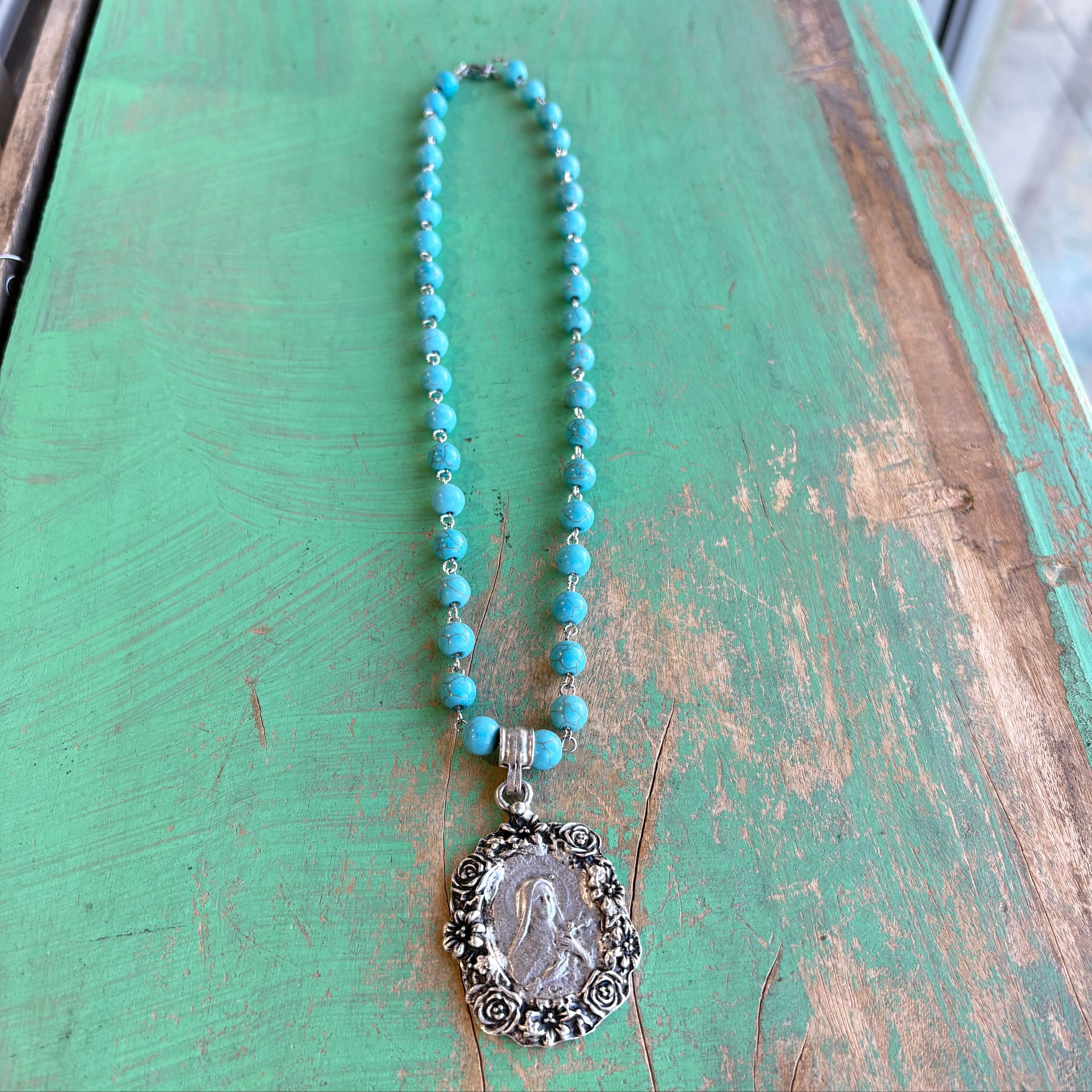 St Therese Turquoise Necklace Or Earrings
