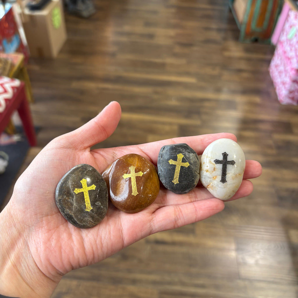 Pocket Stones With Gold Cross