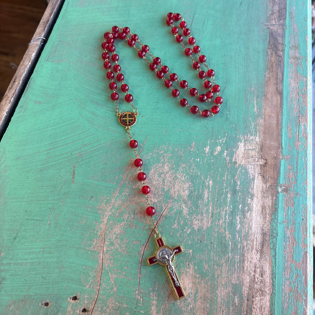 Glass Bead St Benedict Rosary