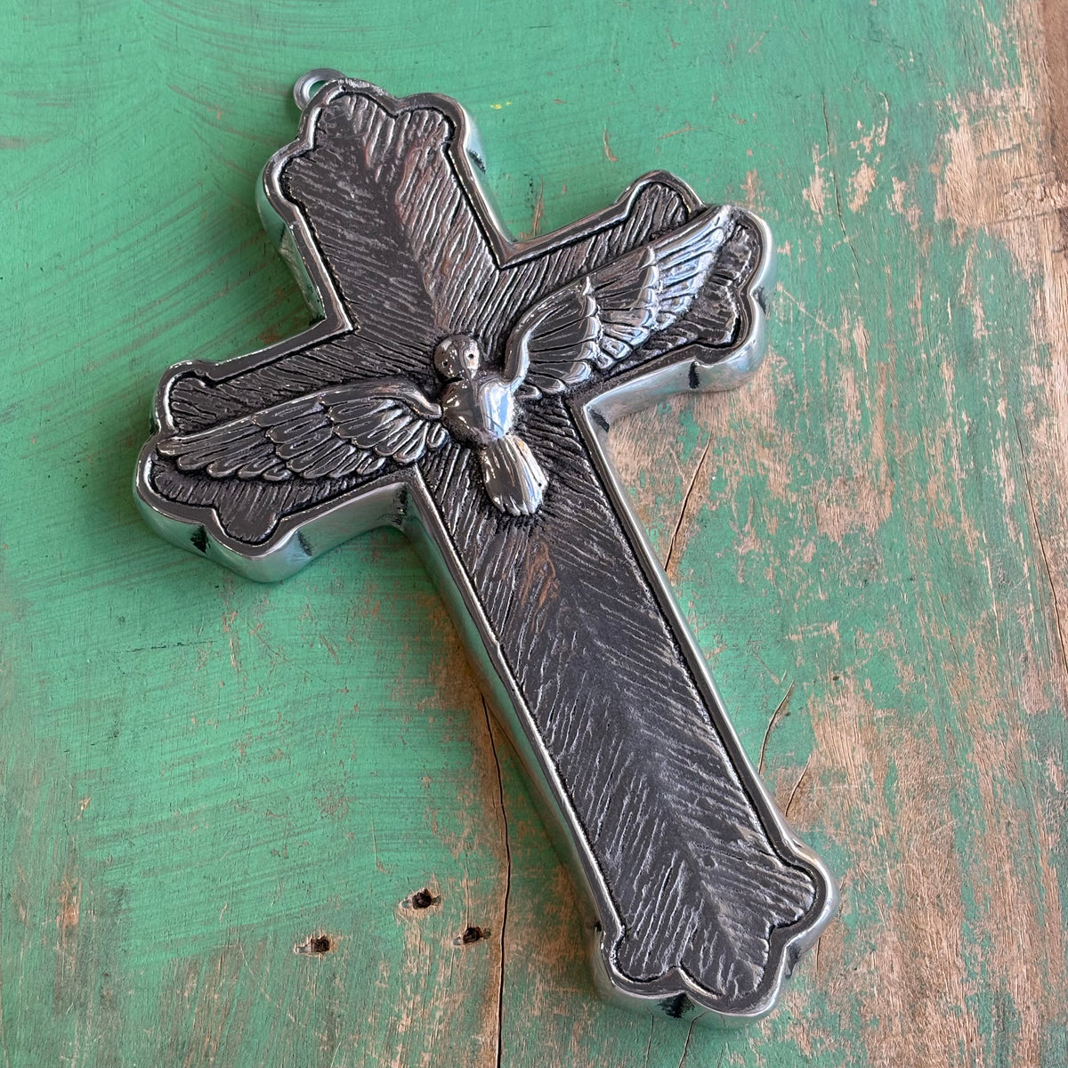 Handcrafted Detailed Pewter Holy Spirit Wall Cross