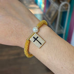Gold Beaded Freshwater Pearl Faith Bracelets
