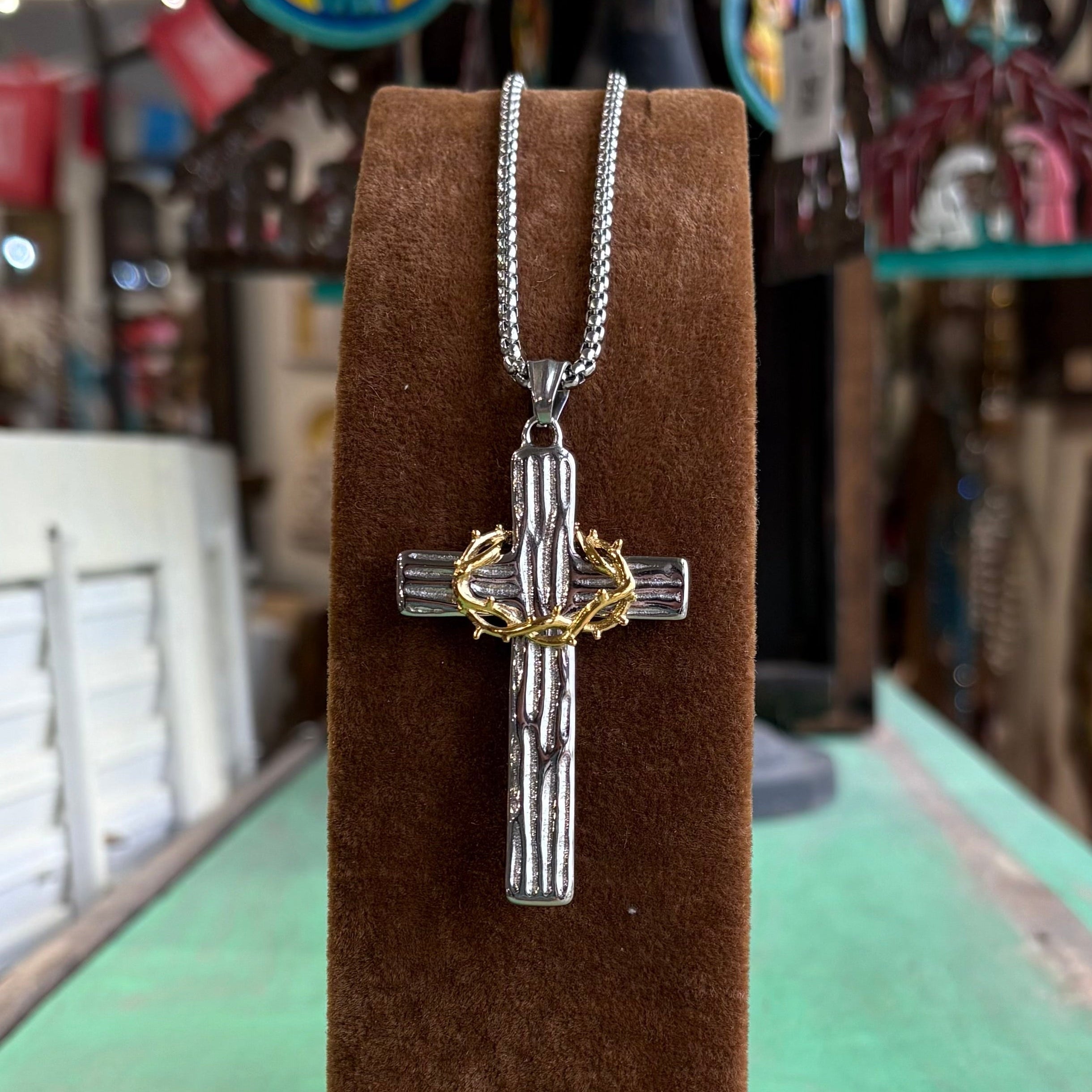Crown of Thorns Cross Necklace