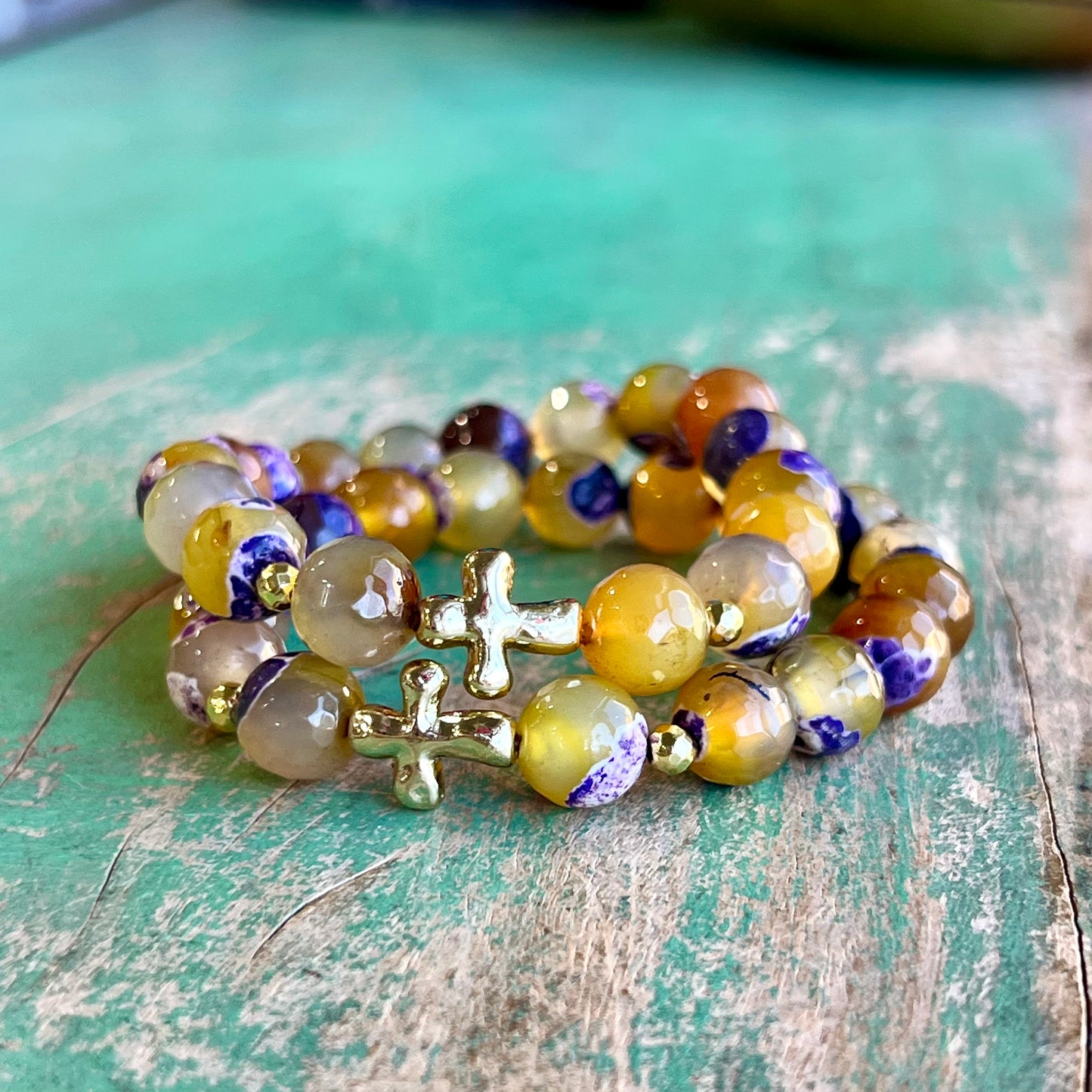 Purple and Gold Faith Bracelet