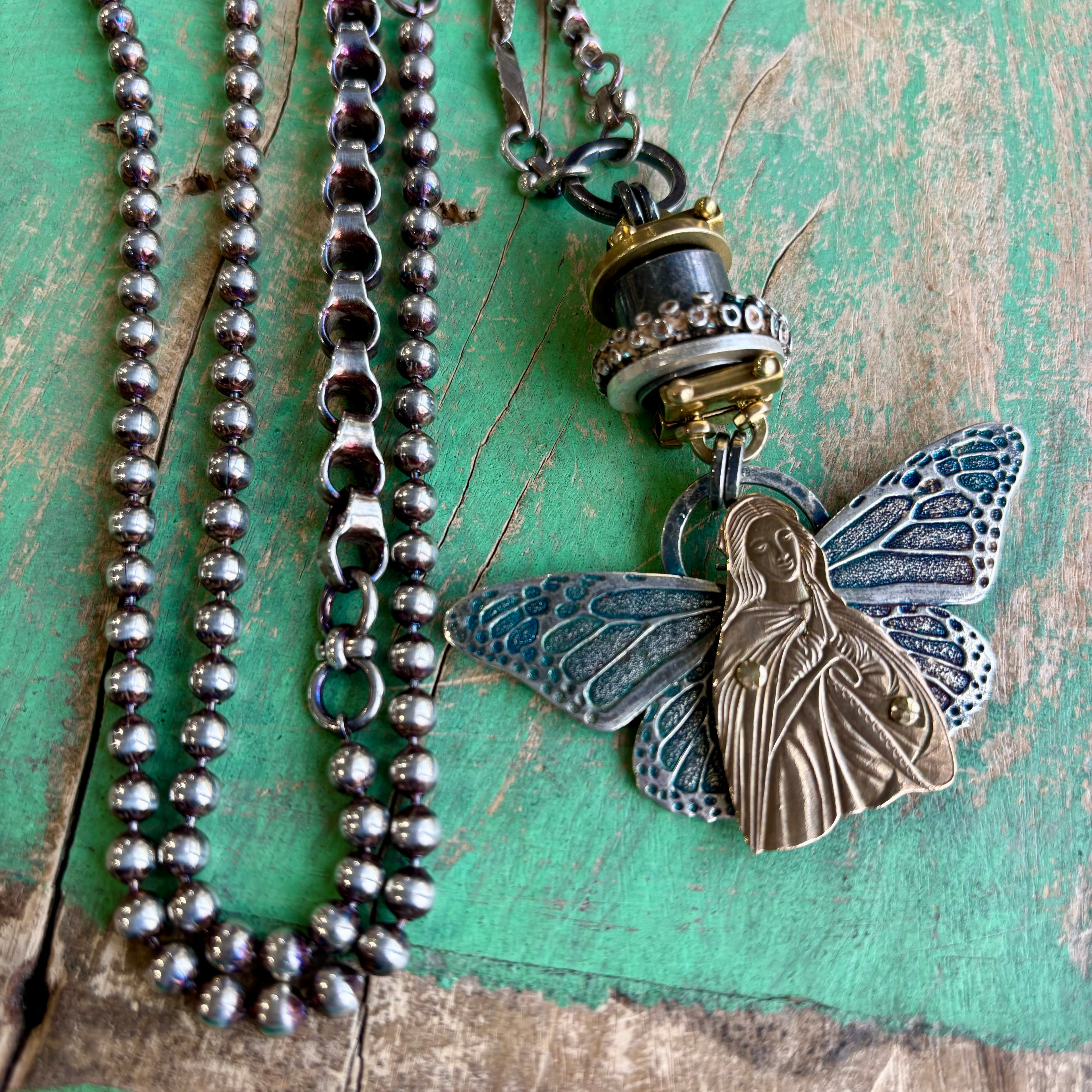 Virgin Mary Butterfly Necklace