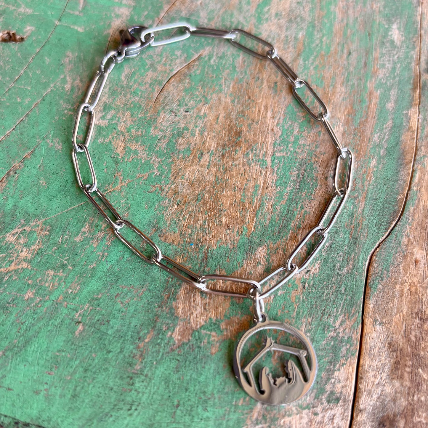 Nativity Stainless Steel Paper Clip Bracelet