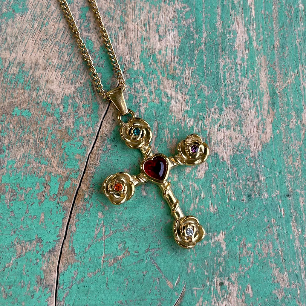 Rose Bloom Red Heart Cross Collection