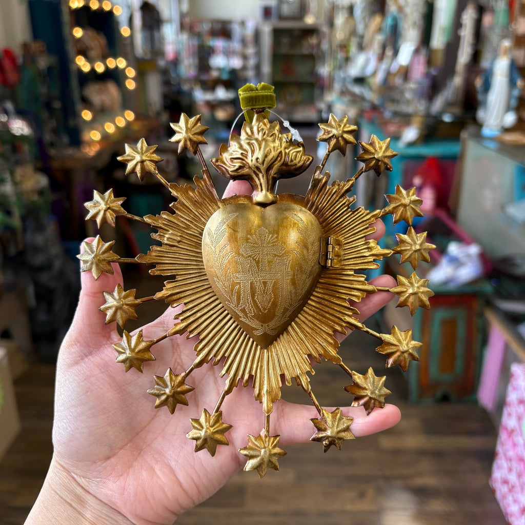 Flaming Stars 6" Sacred Heart Box