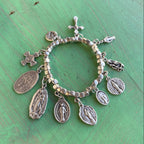 Silver Plated Saint Charm Bracelet