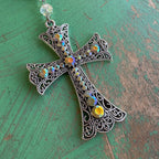 Citrine Glow Jeweled Cross Car & Purse Blessing
