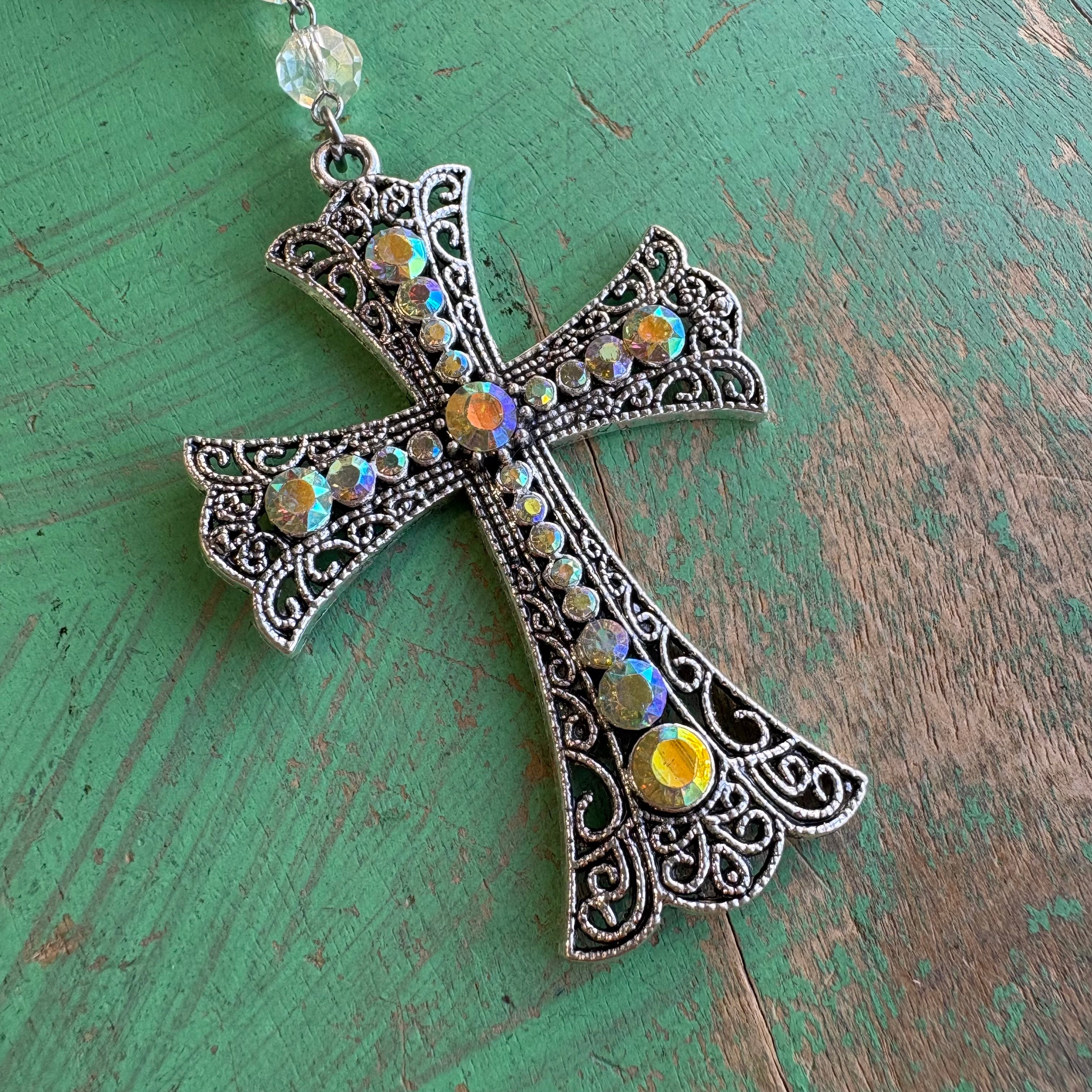 Citrine Glow Jeweled Cross Car & Purse Blessing