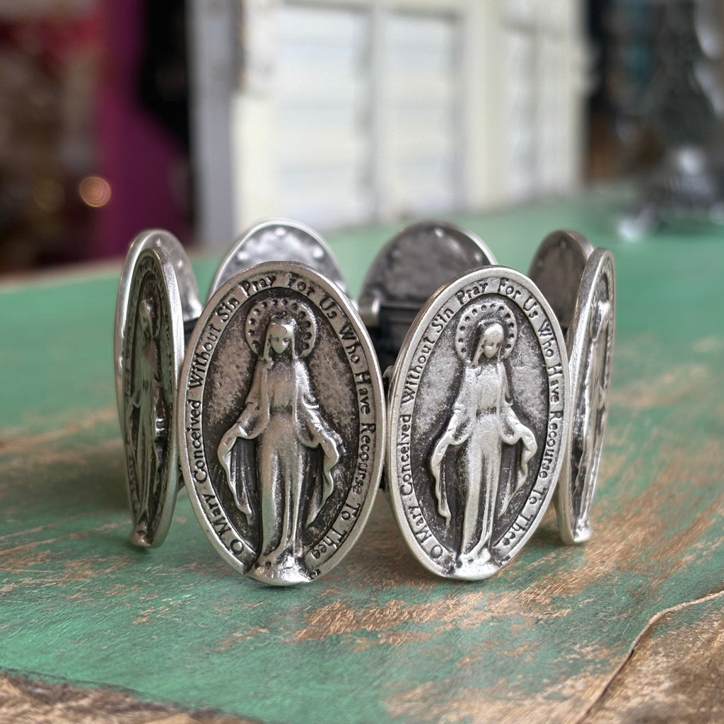 Big Miraculous Medal Stretch Turkish Bracelet