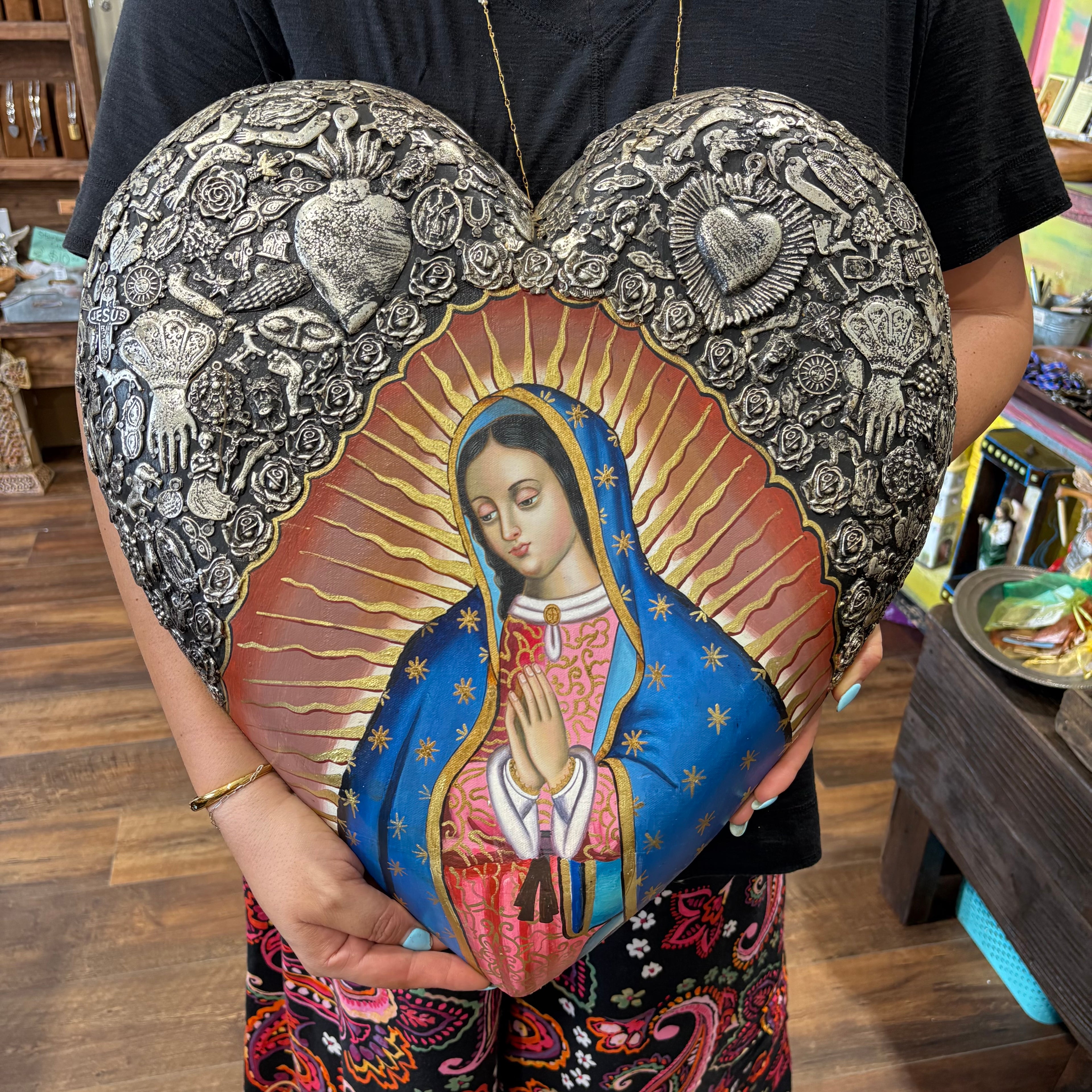 XL Hand Painted OLG Milagros Heart