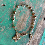 Tri Color OLG 6MM Rosary Necklace or Bracelet