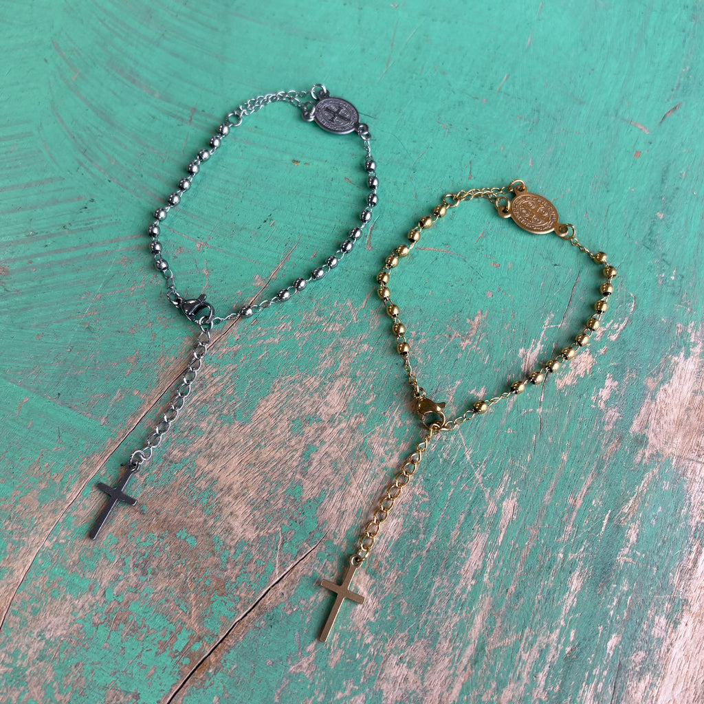 Stainless Steel Two Decade Rosary Bracelet