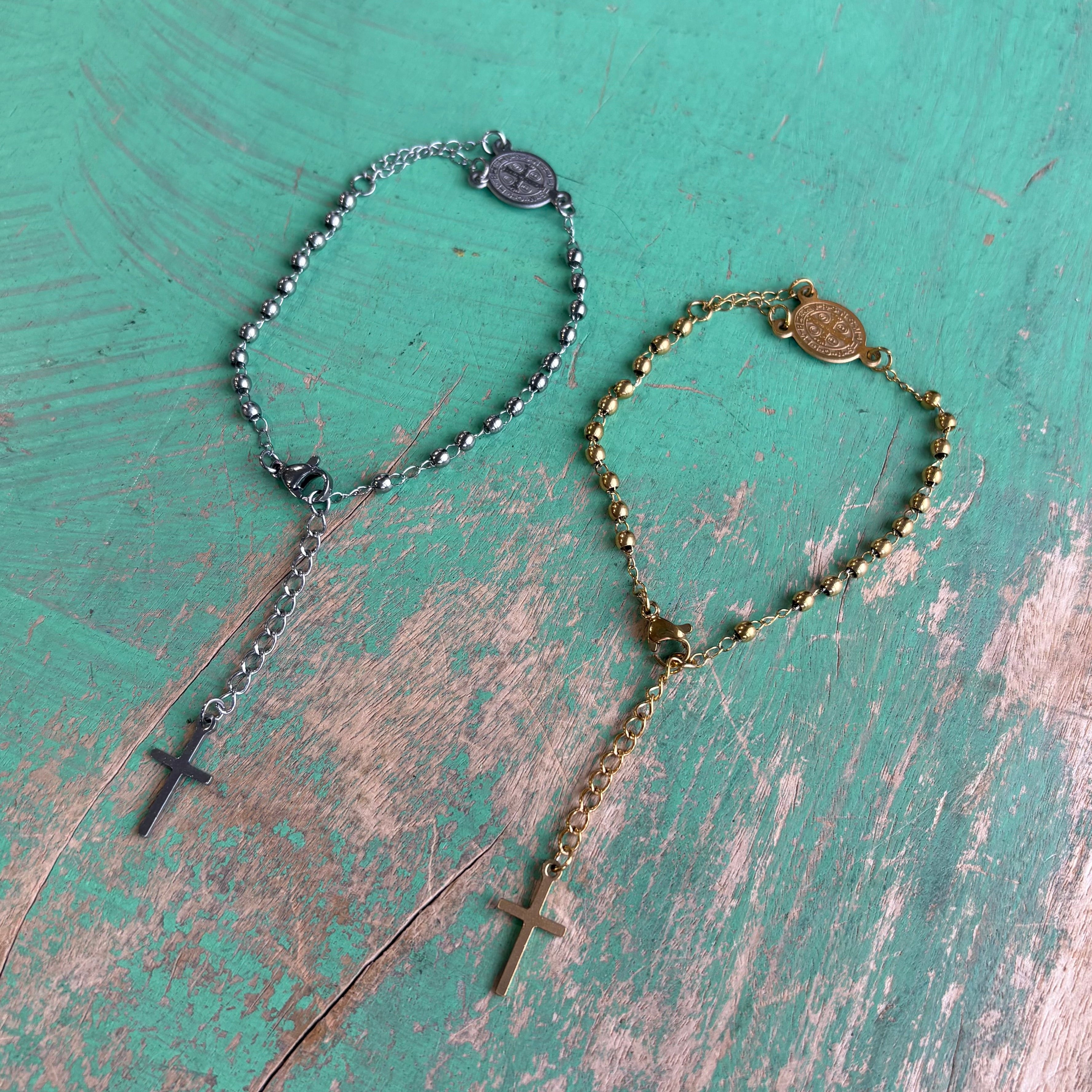 Stainless Steel Two Decade Rosary Bracelet