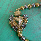 Sacred Heart Two-Tone Beaded Bracelet – 18K Gold & Silver Plated, Adjustable Cord