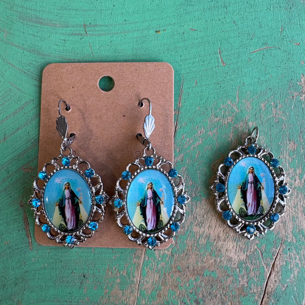 Our Lady Fancy Earrings or Pendant