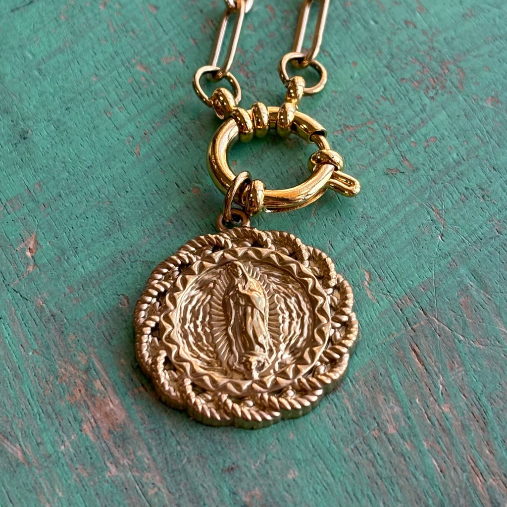 Our Lady of Guadalupe Paperclip Chain Necklace – Gold or Silver