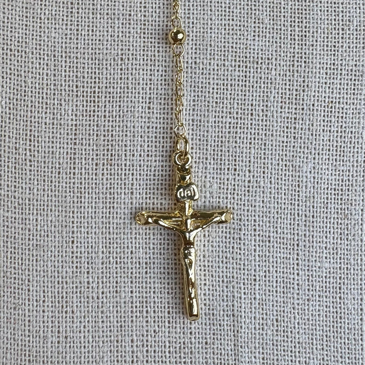 Our Lady of Guadalupe CZ Heart Rosary Necklace – 14K Gold Plated