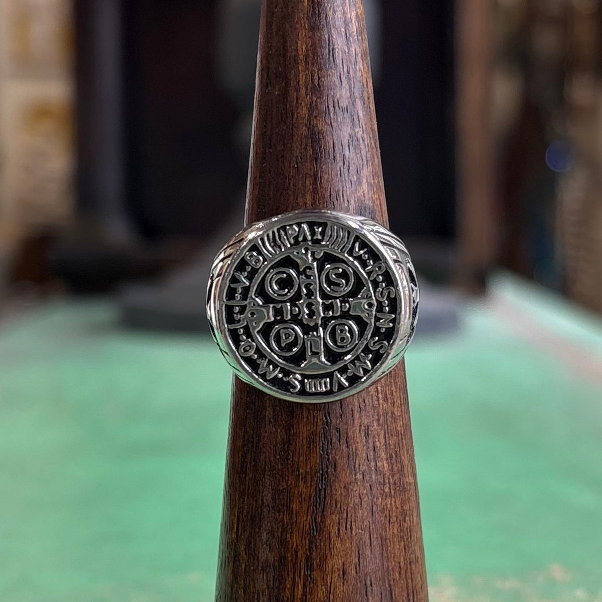 Stainless Steel St Benedict Cross Ring