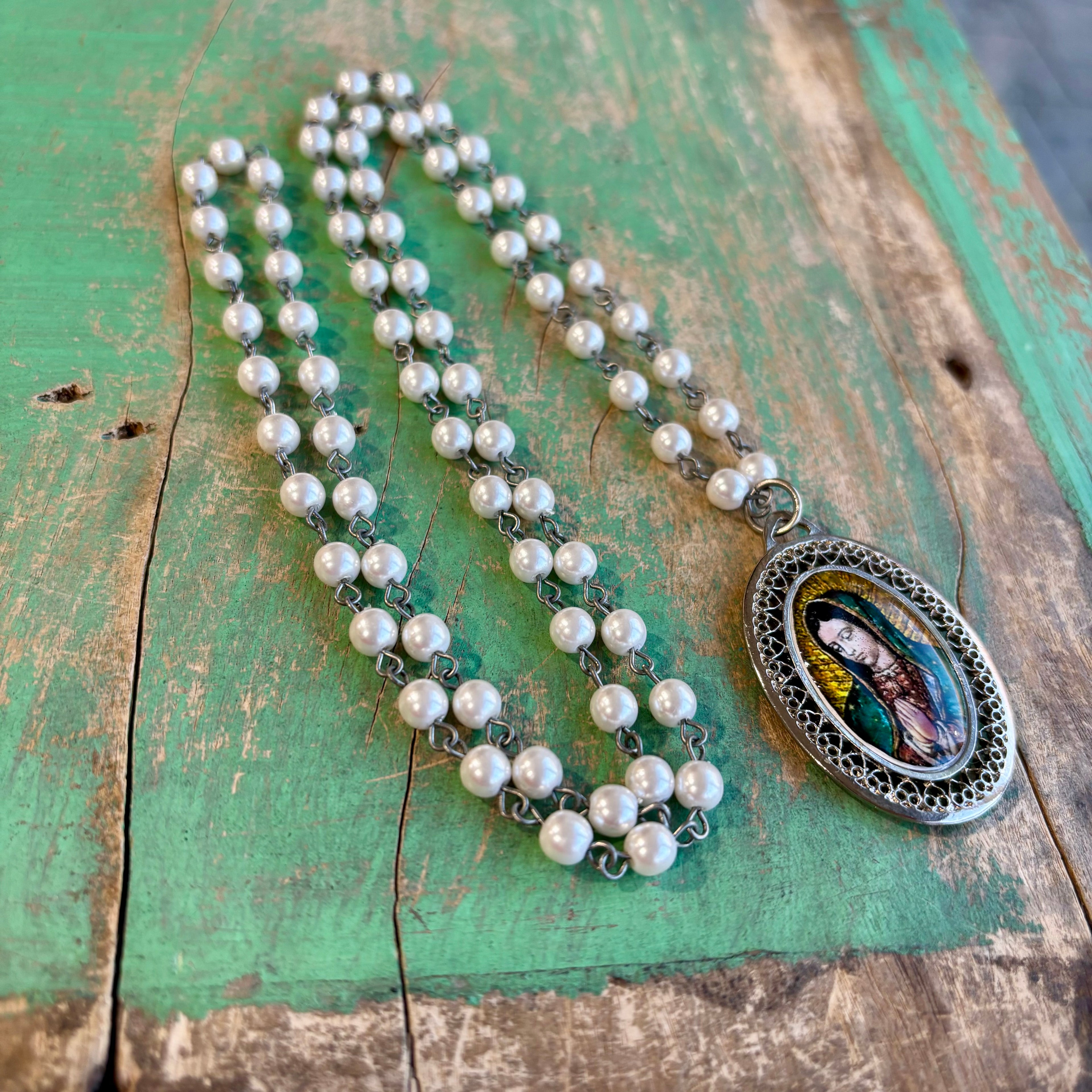 Vintage Glass Pearl Scalloped OLG Necklace or Earrings